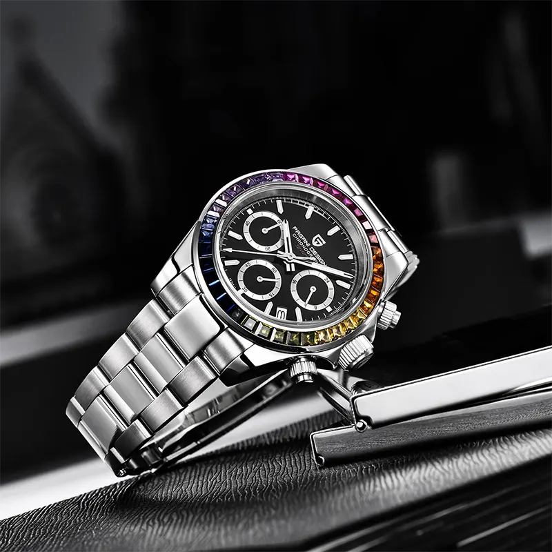 Pagani Design Daytona Rainbow Black Dial Men's Watch - PD-1644